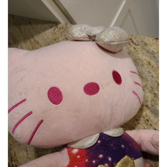 Hello Kitty Fiesta Galaxy Space & Plush Head White Back Pack. Pink White Gold - Picture 7 of 12